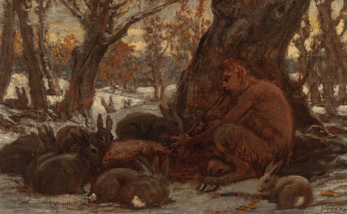 Digital Print - Young Marsyas Charming the Hares by Elihu Vedder