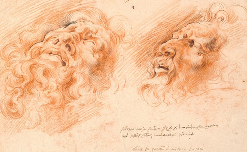 Digital Print - Laocoon. Two studies of Laocoon's face, one seem en face from below, and the other in profile to the left by Willem Panneels