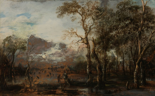 Digital Print - Wooded Landscape with Hunter by Aert van der Neer