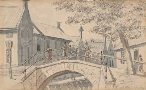 Digital Print - A Bridge over a Canal in Winschoten by Martinus Rrbye