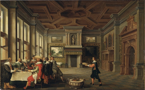 Digital Print - Distinguished Dinner Company in an Interior by Dirck Van Delen