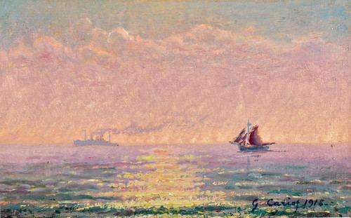 Digital Print - Etude surla mer  St Malo contre soleil by Gustave Cariot