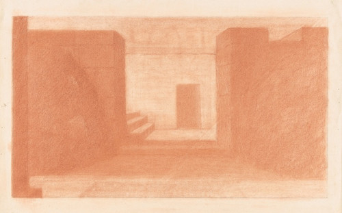 Digital Print - Low Buildings and Doorway by Herbert Crowley