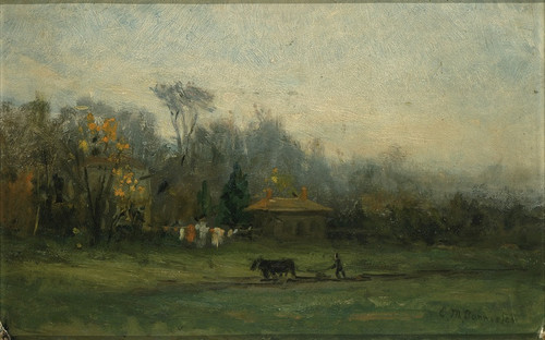 Digital Print - Untitled (landscape with man plowing fields) by Edward Mitchell Bannister