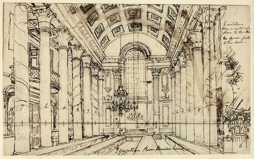 Digital Print - Study for Egyptian Hall Mansion House, from Microcosm of London by Augustus Charles Pugin