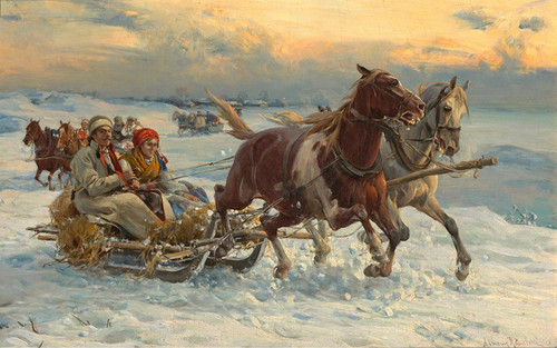 Digital Print - The sleigh ride by Alfred Von Wierusz-Kowalski Digital Print - The sleigh ride by Alfred Von Wierusz-Kowalski