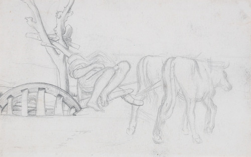 Digital Print - Buffaloes working a pump by William Holman Hunt