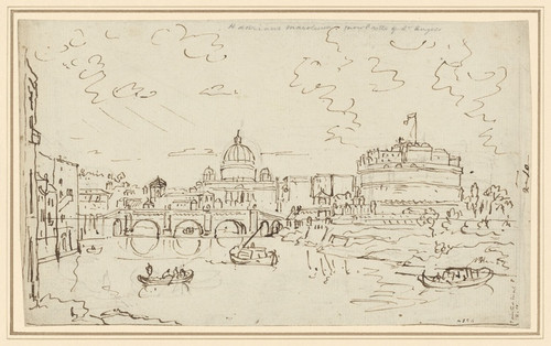 Digital Print - The Tiber with Saint Peter's and the Castel S. Angelo (recto) by William Marlow