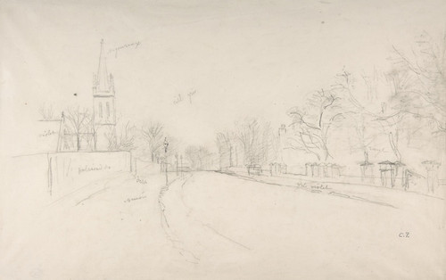 Digital Print - All Saints Church, Upper Norwood seen from the north side of Beulah Hill by Camille Pissarro