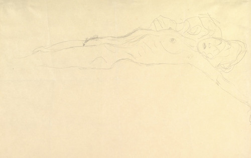 Digital Print - Reclining Nude with Outstretched Left Arm by Gustav Klimt