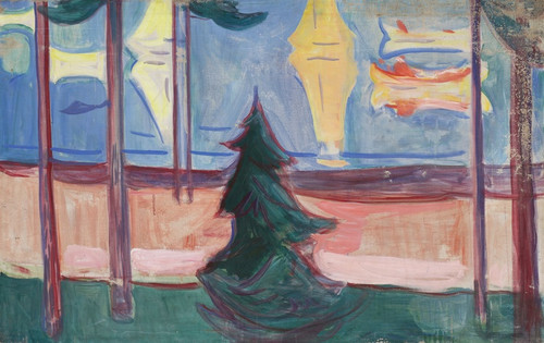 Digital Print - Beach Landscape with Trees and Boats by Edvard Munch
