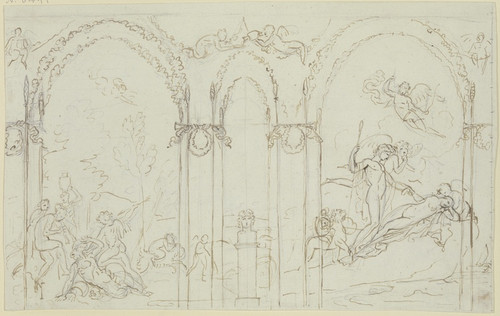 Digital Print - Amor berwindet einen Satyr; Bacchus und Ariadne by Peter von Cornelius