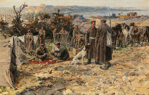 Digital Print - Biwak des ersten Kavallerie-Regiments Sofia am Golf von Saros by Jaroslav Vn