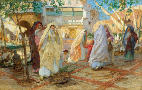 Digital Print - Aprs La Fte;-Port D'alger by Frederick Arthur Bridgman
