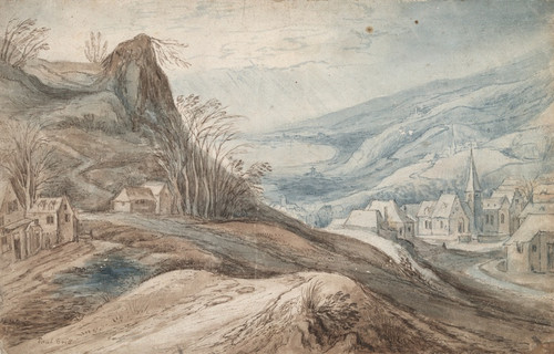 Digital Print - Mountainous Landscape with Village in Valley and DistantView by Jan Brueghel The Elder