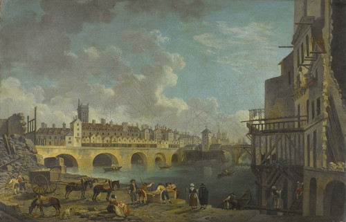 Digital Print - Vue du quai de Gesvres au moment de la dmolition des maisons du pont au Change by Pierre-Antoine Demachy