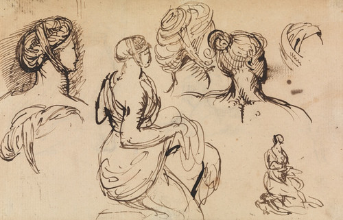 Digital Print - Figure Study of Women and Their Hairstyles by Benjamin Robert Haydon