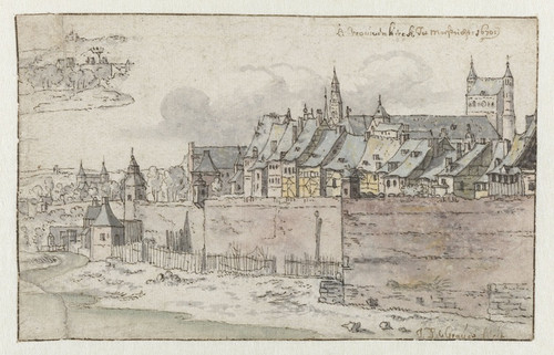 Digital Print - View of the Walls of Maastricht with the Onze-Lieve-Vrouwekerk in the Background by Josua de Grave