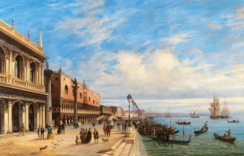Digital Print - Venice, View of the Molo with the Libreria and the Doges Palace by Giovanni Grubas
