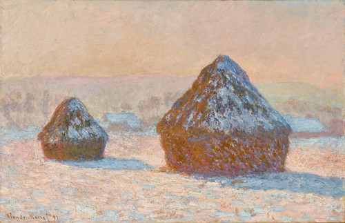 Digital Print - Wheatstacks, Snow Effect, Morning by Claude Monet