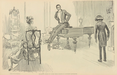 Digital Print - Desperate course of a lover whose fiancee is a confirmed lion-hunter by Charles Dana Gibson