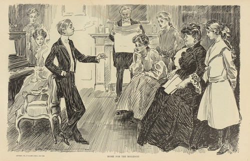 Digital Print - Home for the holidays by Charles Dana Gibson