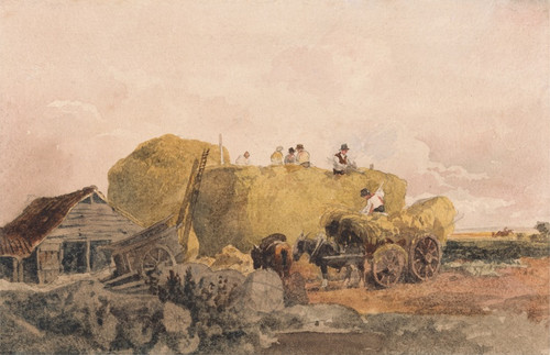 Digital Print - Building a Hayrick. by Peter DeWint