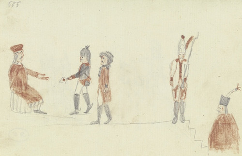 Digital Print - Ein Bote berbringt einem Sitzenden einen Brief, daneben ein Soldat by Franz Pforr