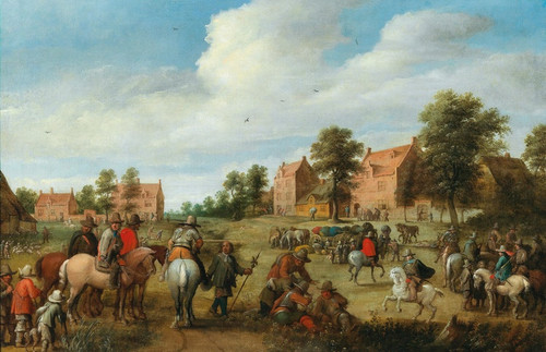 Digital Print - A cavalry unit halting near a village by Joost Cornelisz Droochsloot Digital Print - A cavalry unit halting near a village by Joost Cornelisz Droochsloot