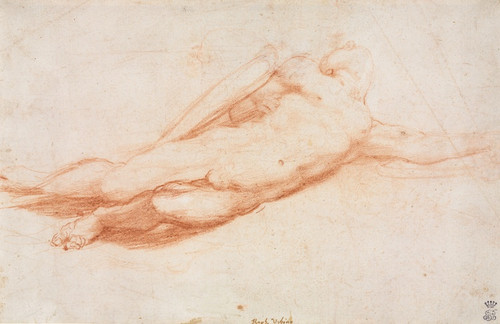 Digital Print - Study of a Fallen Soldier (possibly the Conversion of Saul) (recto) by Correggio