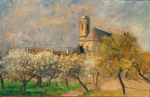 Digital Print - Blossoming Trees in Langenzersdorf by Marie Egner