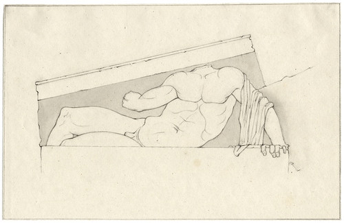 Digital Print - Lying hero or divinity, after the west pediment of the Parthenon, possibly Ilissos by David Humbert de Superville