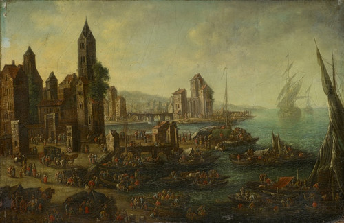 Digital Print - Seaport III by Adriaen Frans Boudewijns