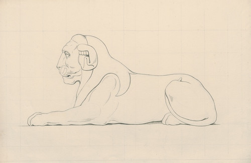 Digital Print - Egyptian statue of a lion, profile view by David Humbert de Superville