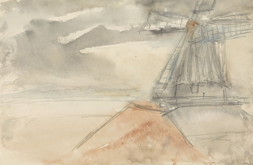 Digital Print - Molen bij bewogen lucht by Jozef Israls