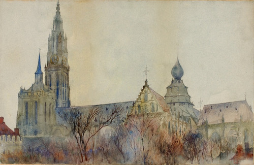 Digital Print - Antwerp Cathedral by Cass Gilbert