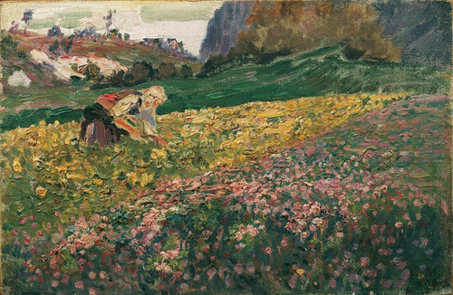 Digital Print - Mdchen in der Blumenwiese by Carl Moll