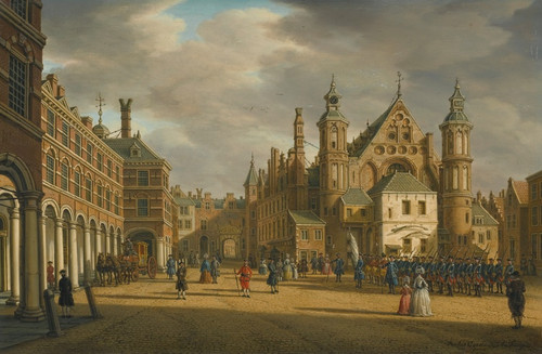 Digital Print - The Hague, A View Of The Binnenhof Looking North With The Ridderzaal by Paulus Constantijn la Fargue