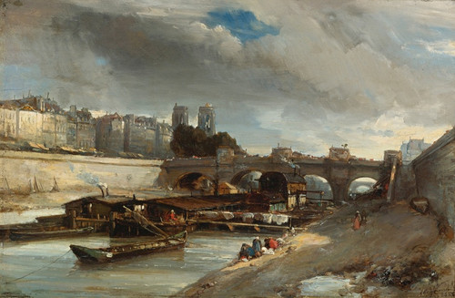 Digital Print - Bateau-Lavoir Prs Du Pont-Neuf, Paris by Johan Barthold Jongkind