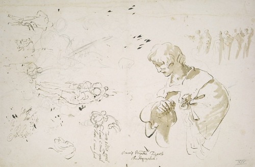 Digital Print - Study sheet with a young man in profile, looking left; studies of figures and heads by Giovanni Battista Tiepolo
