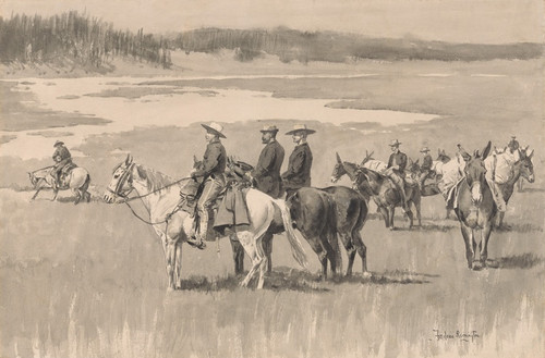 Digital Print - On the Head-Waters-Burgess Finding a Ford by Frederic Remington