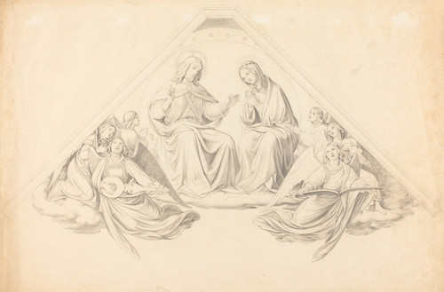 Digital Print - Christ and the Virgin with Music-Making Angels by Johann Friedrich Overbeck