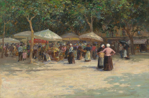 Digital Print - The market under the trees, Nice by Terrick John Williams