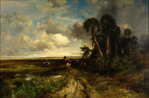 Digital Print - Bringing Home the Cattle - Coast of Florida by Thomas Moran