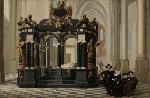 Digital Print - A Family beside the Tomb of Prince William i in the Nieuwe Kerk, Delft by Dirck Van Delen