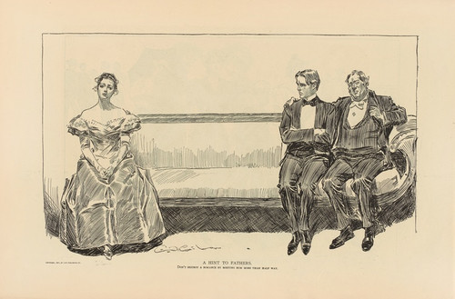 Digital Print - A hint to fathers. Dont destroy a romance by meeting him more than half way by Charles Dana Gibson