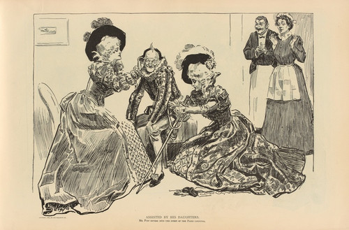 Digital Print - Assisted by his daughters by Charles Dana Gibson