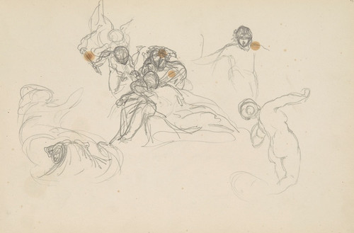 Digital Print - szkice do plafonu 'Andromeda'; grupa z bogini, szkic Perseusza by Henryk Siemiradzki