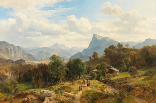 Digital Print - View of the Alps from Maienfeld in Graubnden towards Liechtenstein by Ludwig Halauska