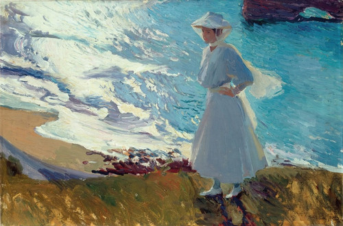 Digital Print - Mara on the Beach at Biarritz or Contre-jour by Joaqun Sorolla